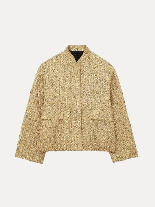 Sandra | Lässige Bomberjacke mit Goldenen Pailletten