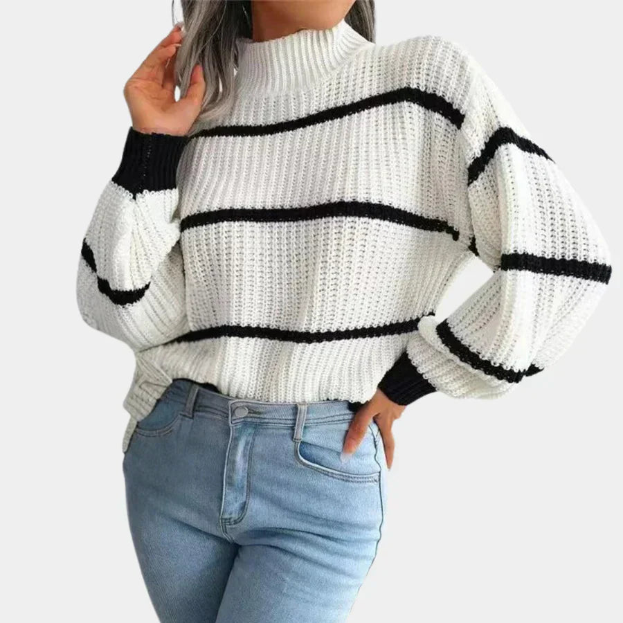 Johanna | Damen Grobstrickpullover mit Streifenmuster