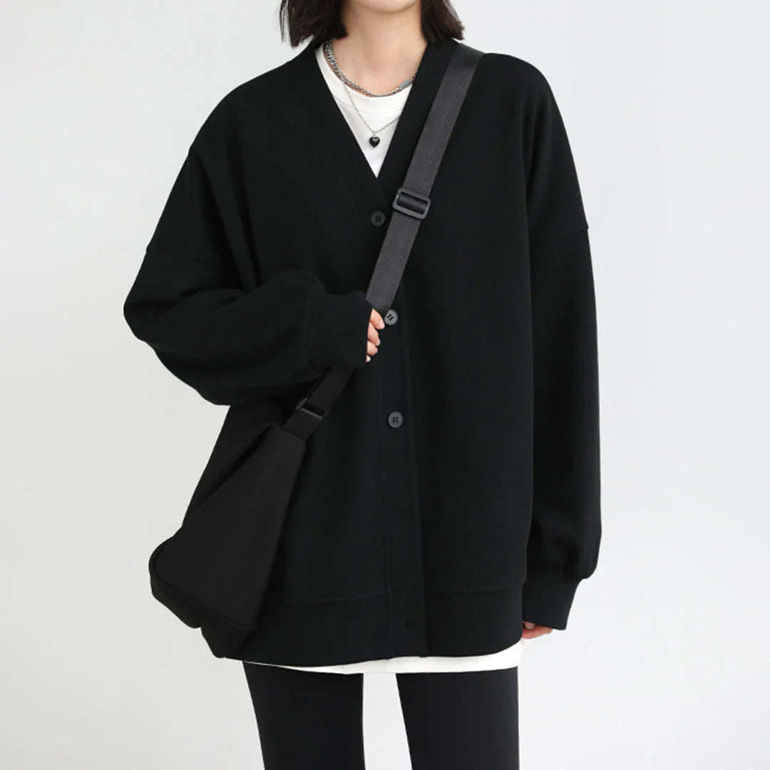 Edith | Damen Winter-Cardigan mit V-Ausschnitt und Knöpfen
