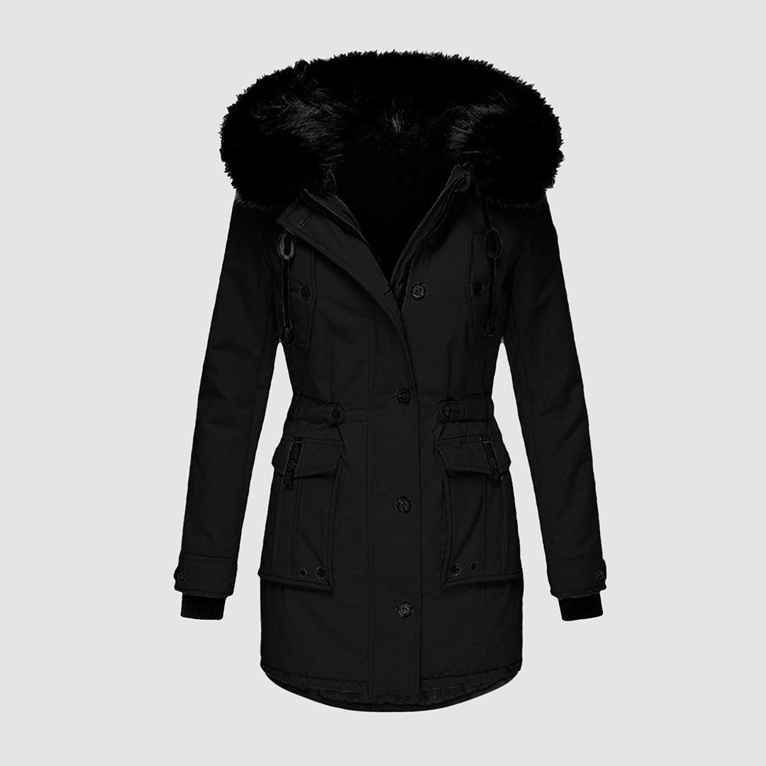 Karin | Damen Winterparka mit Kunstfellkapuze