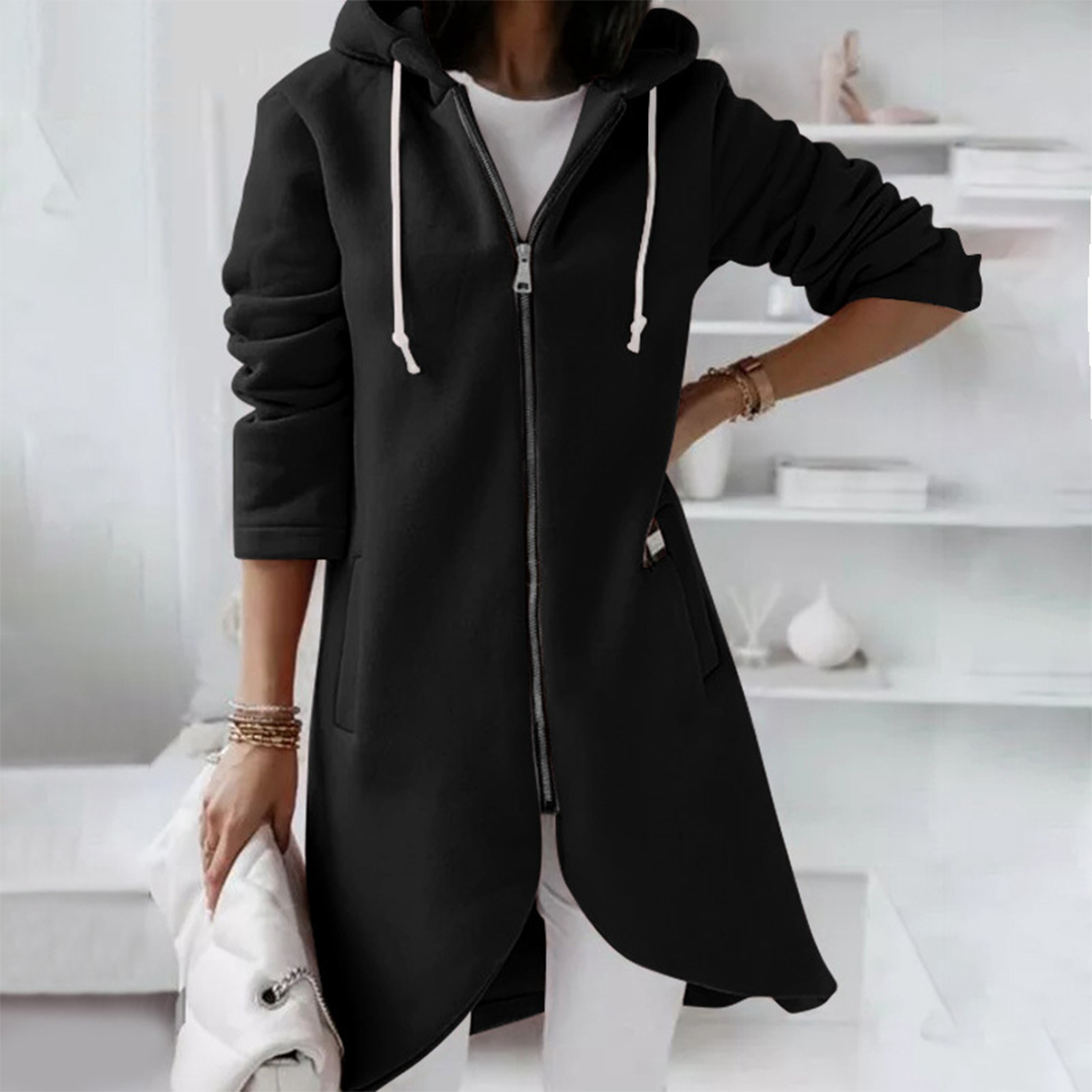 Edith | Damen Lange Zip Up Hoodie mit Taschen