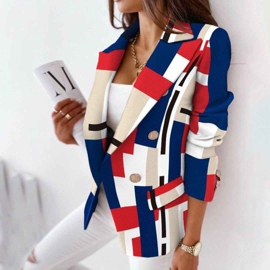 Isabella | Damen Winterblazer im Karo-Design mit Doppelreiher