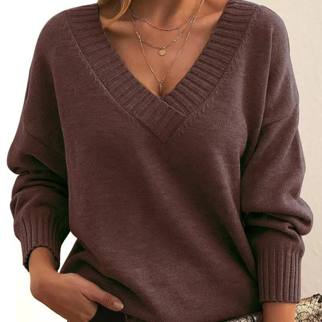 Edith | Lockerer V-Ausschnitt Pullover für Damen