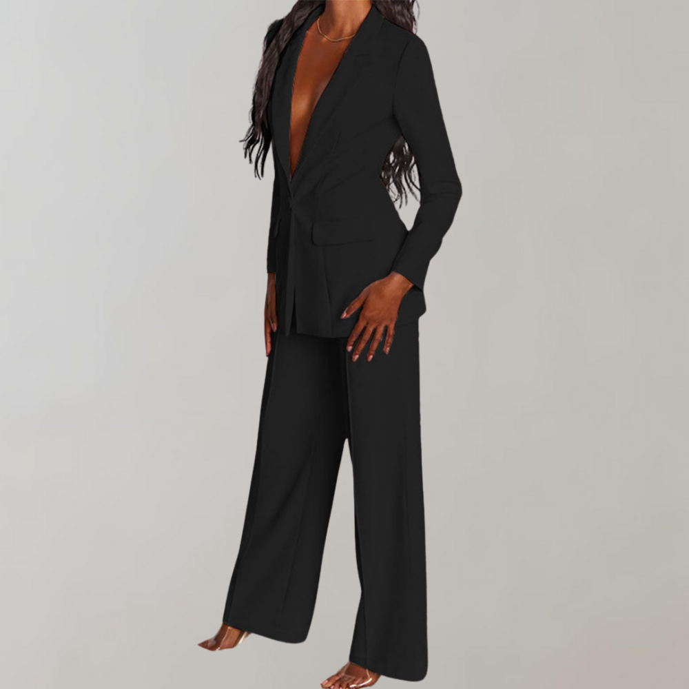 Lara | Damen Stilvolles Blazer und Weite Hose Outfit
