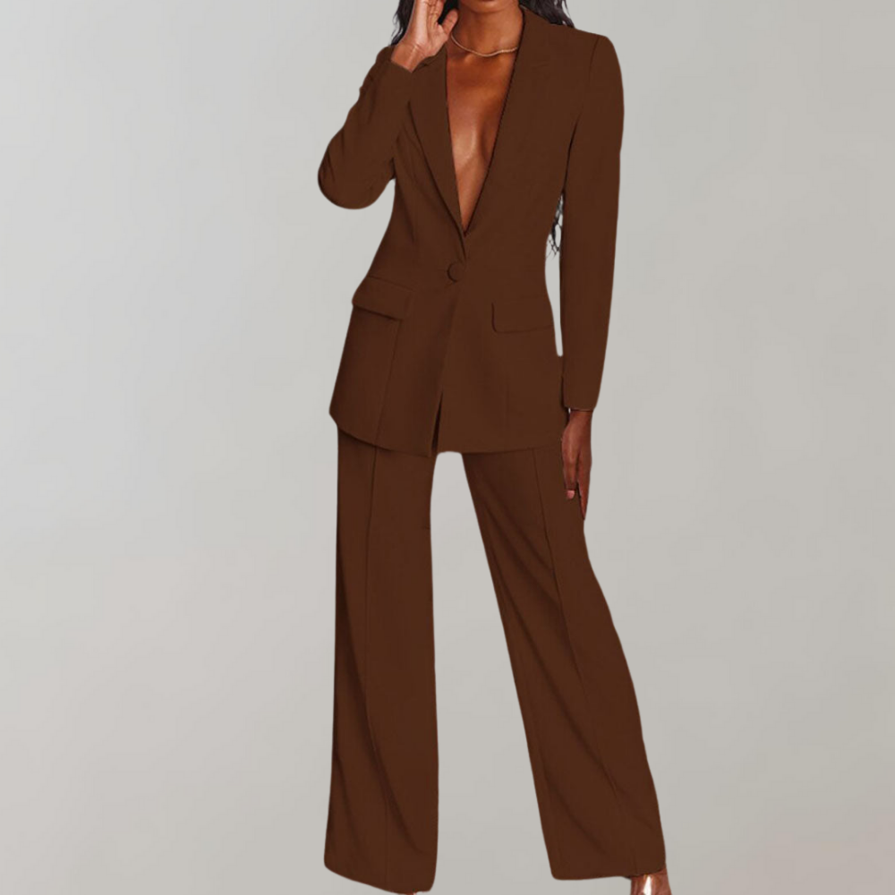 Lara | Damen Stilvolles Blazer und Weite Hose Outfit