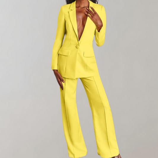 Lara | Damen Stilvolles Blazer und Weite Hose Outfit