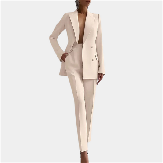 Lena | Damen Elegantes Zweireihiges Blazer und Maßgeschneidertes Hose Set