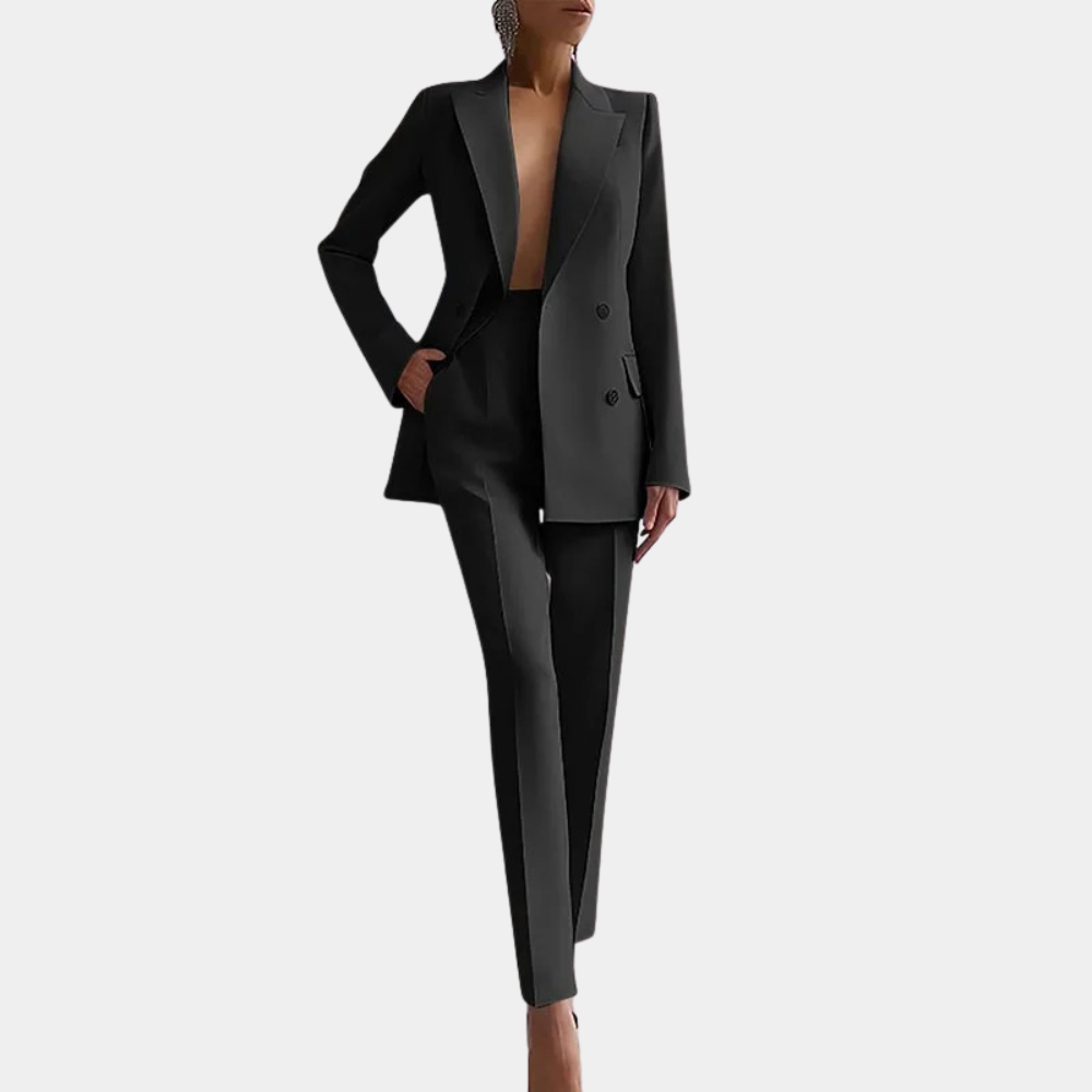 Lena | Damen Elegantes Zweireihiges Blazer und Maßgeschneidertes Hose Set