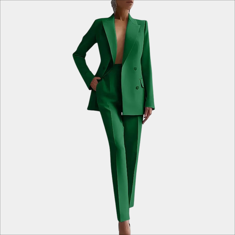 Lena | Damen Elegantes Zweireihiges Blazer und Maßgeschneidertes Hose Set