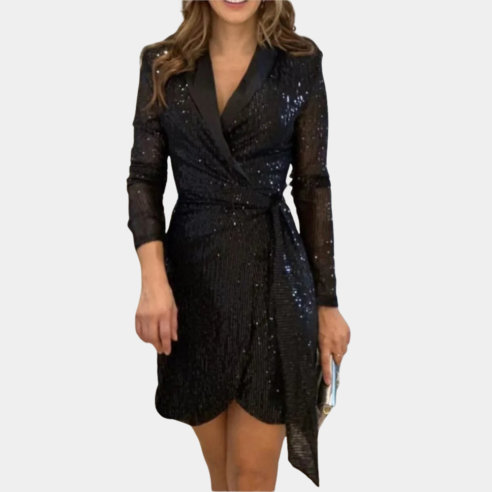 Kerstin | Elegantes Wickelkleid Mit Pailletten