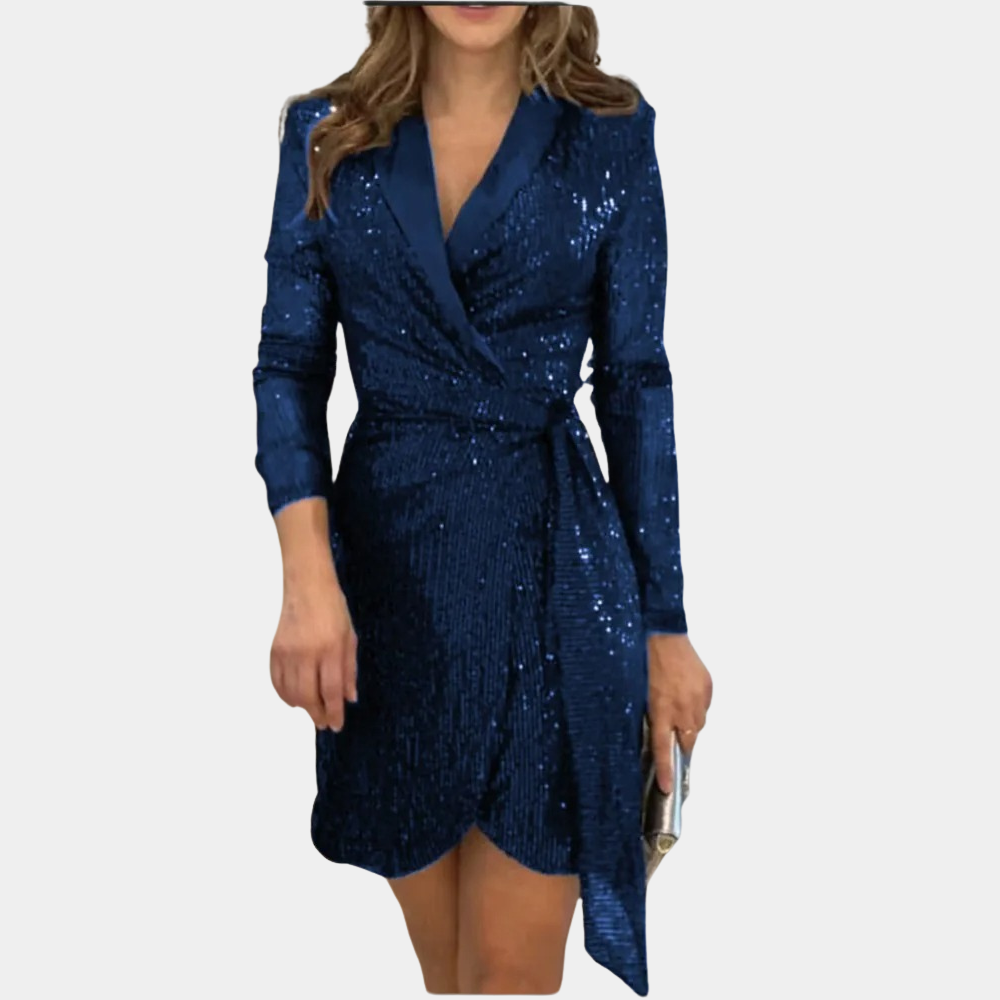 Kerstin | Elegantes Wickelkleid Mit Pailletten