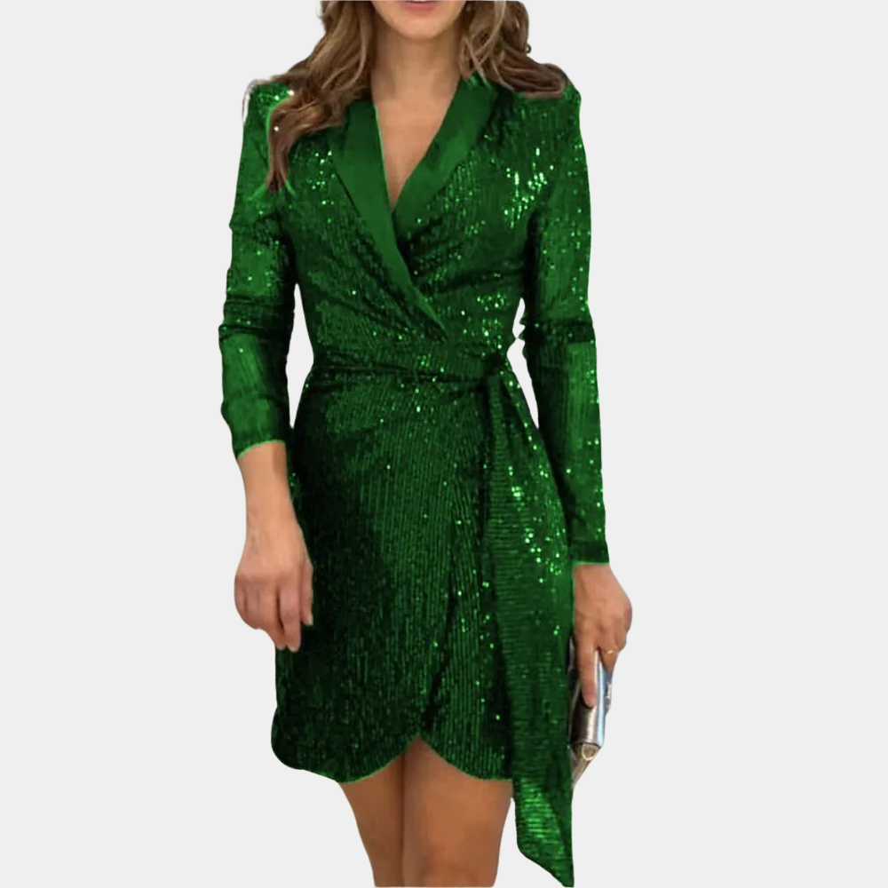 Kerstin | Elegantes Wickelkleid Mit Pailletten