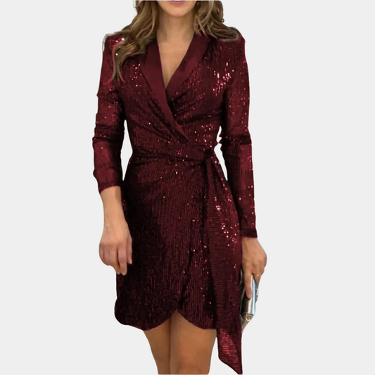 Kerstin | Elegantes Wickelkleid Mit Pailletten