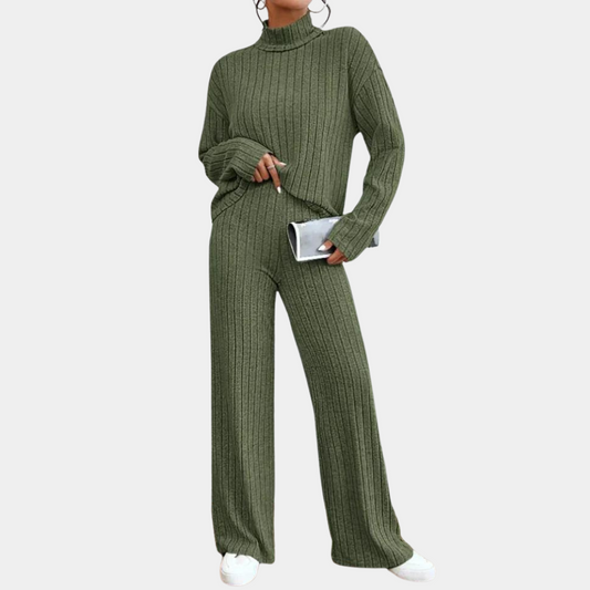 Ursula | Damen Geripptes Strick Zweiteiler Lounge Set