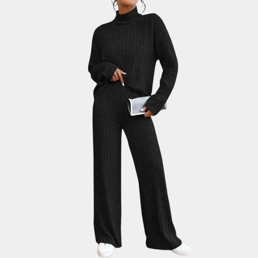 Ursula | Damen Geripptes Strick Zweiteiler Lounge Set