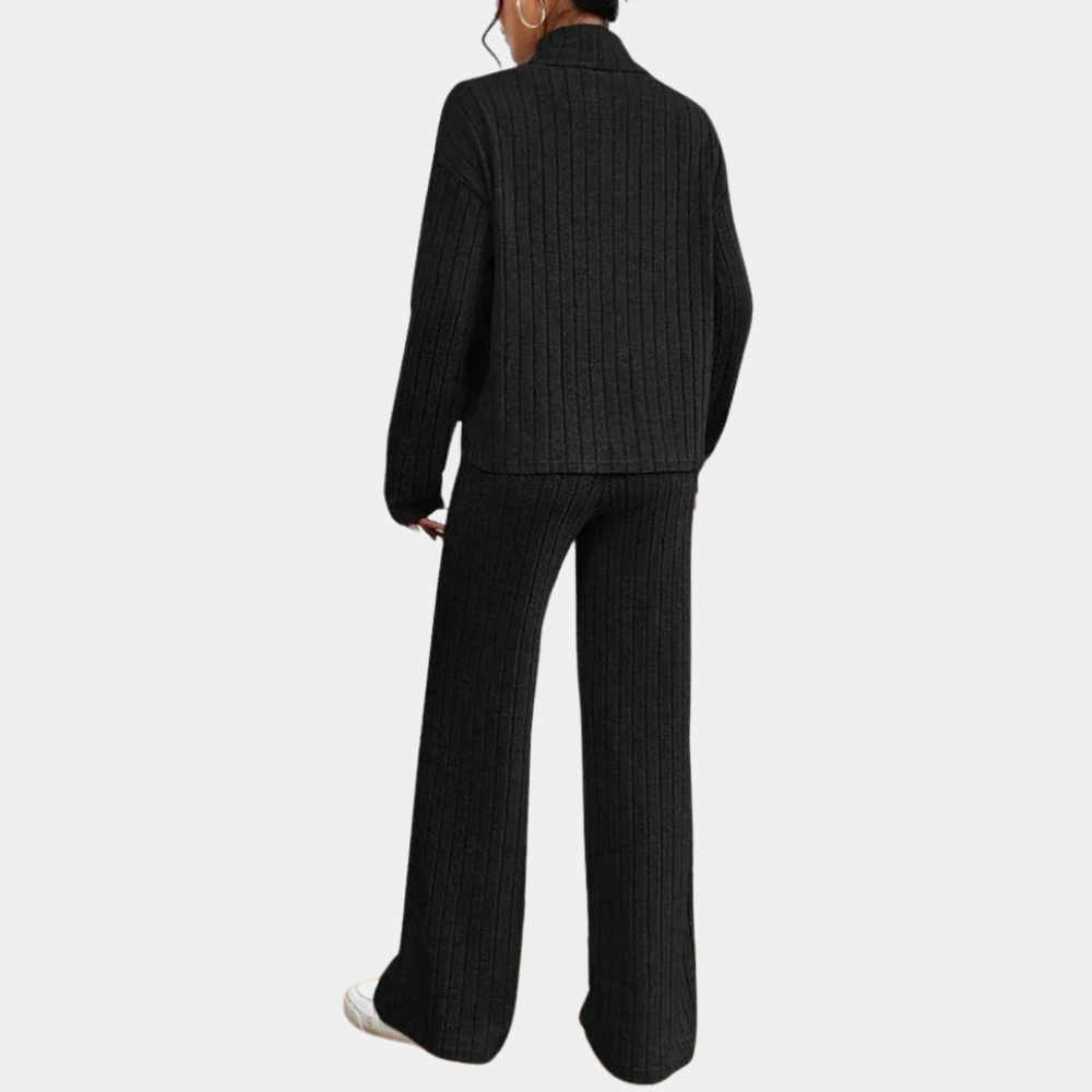 Ursula | Damen Geripptes Strick Zweiteiler Lounge Set