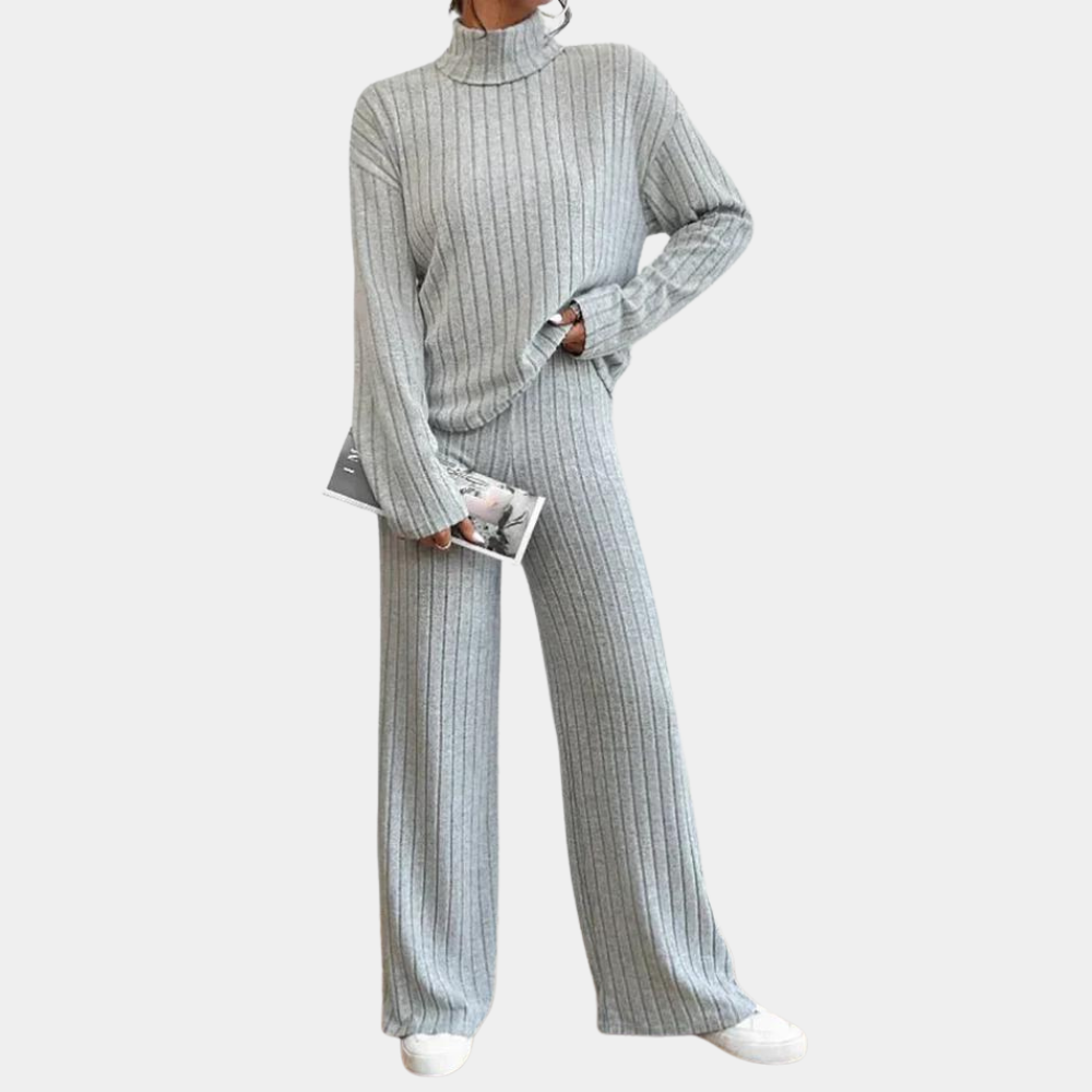 Ursula | Damen Geripptes Strick Zweiteiler Lounge Set