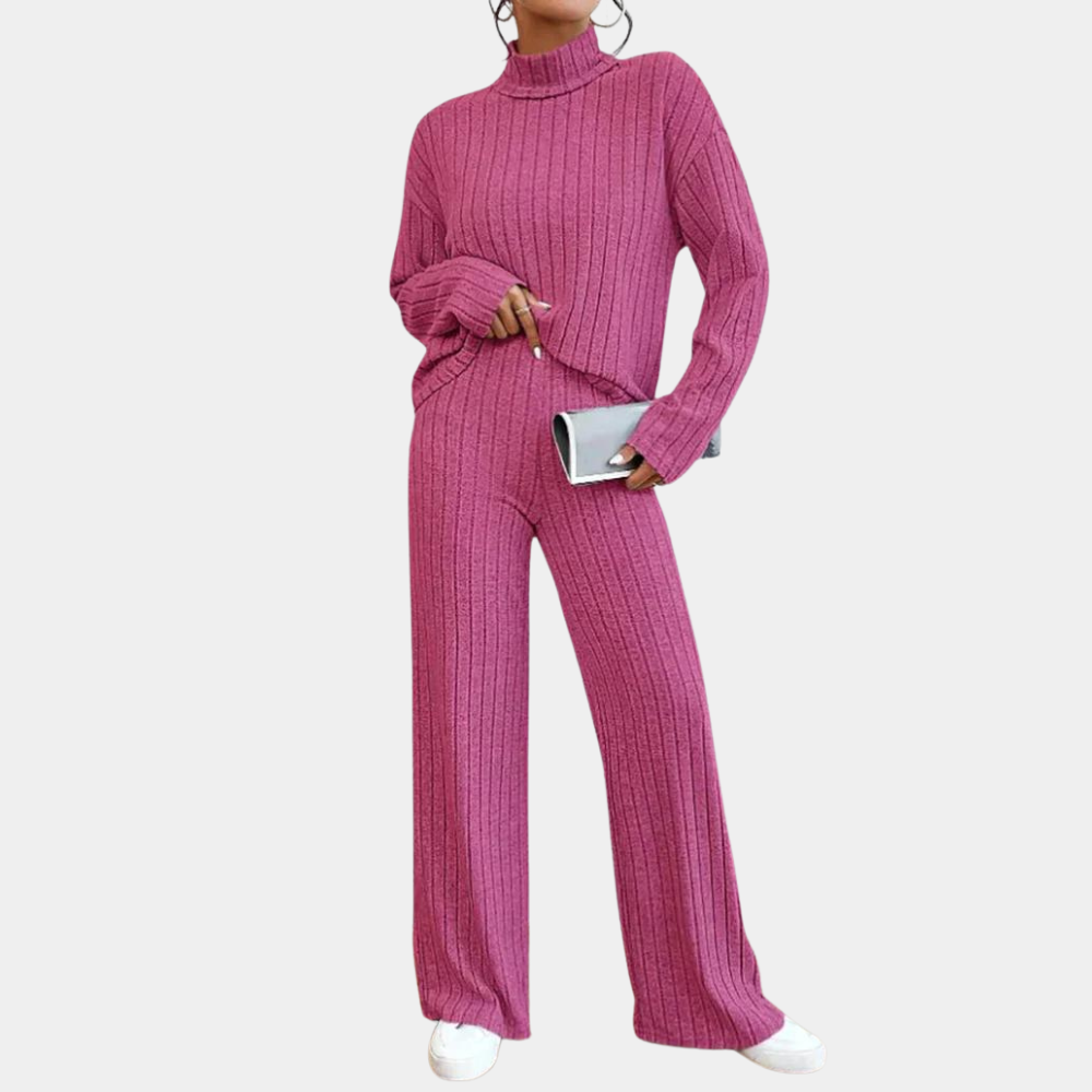 Ursula | Damen Geripptes Strick Zweiteiler Lounge Set