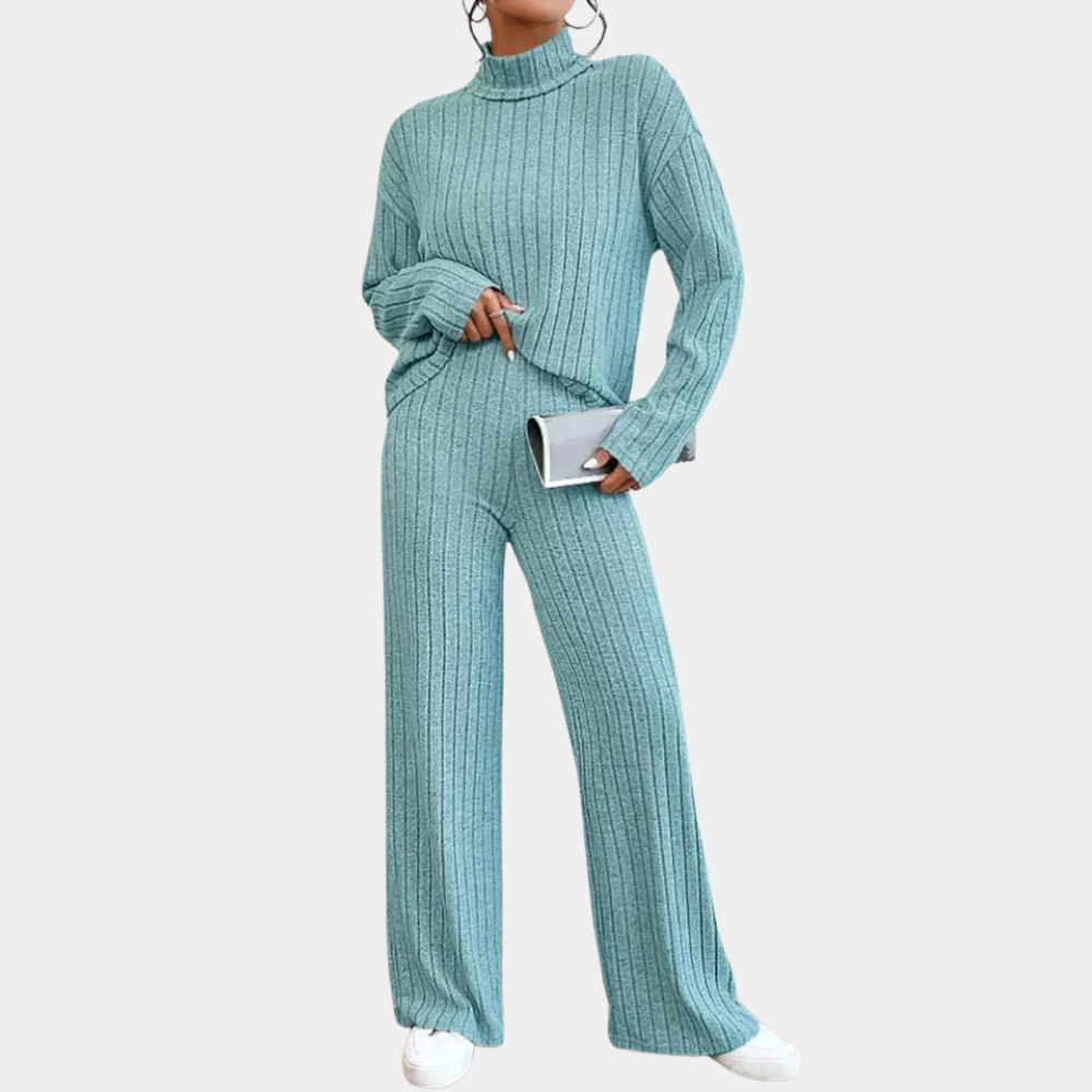 Ursula | Damen Geripptes Strick Zweiteiler Lounge Set