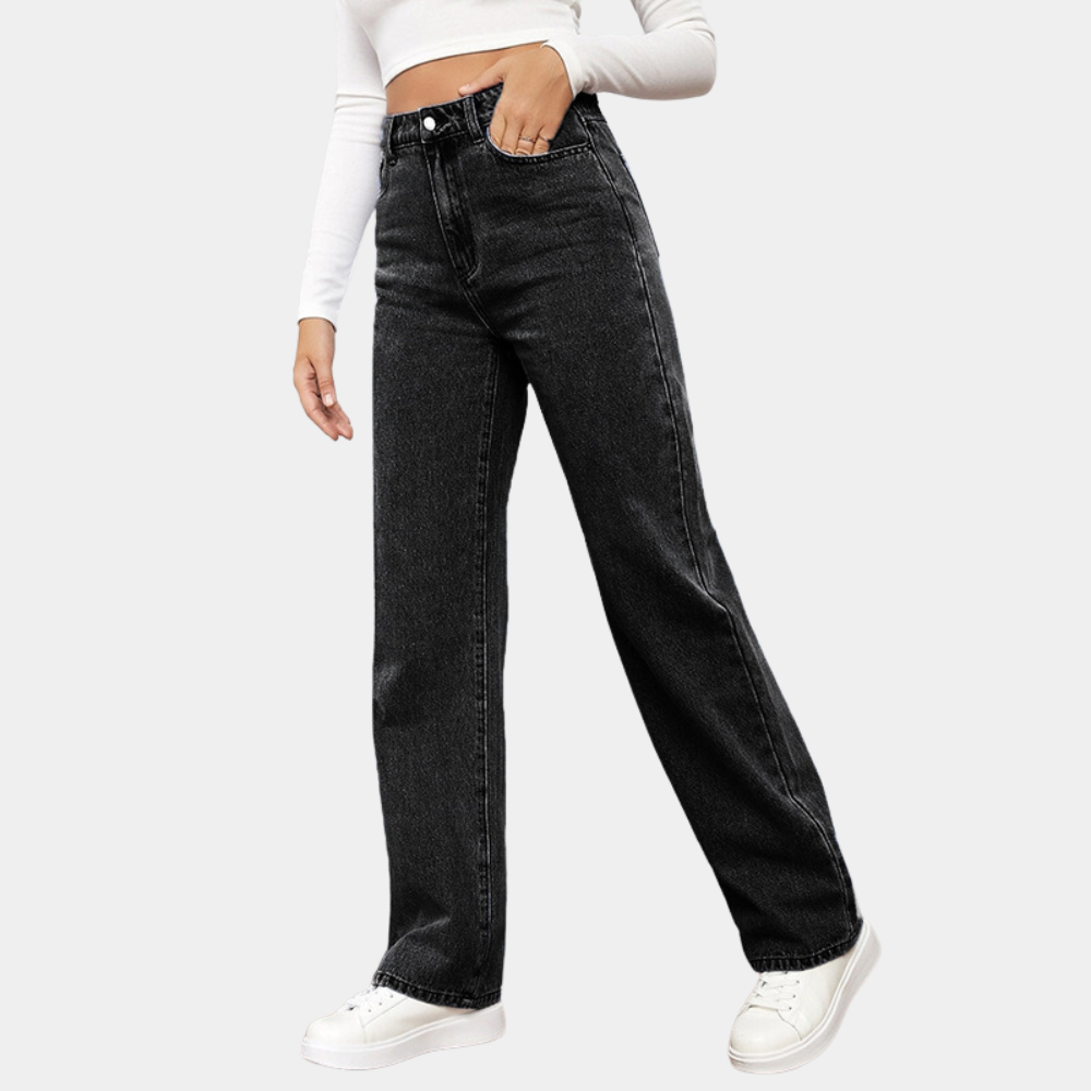 Lara | Damen Hochtaillierte Jeans mit weitem Bein