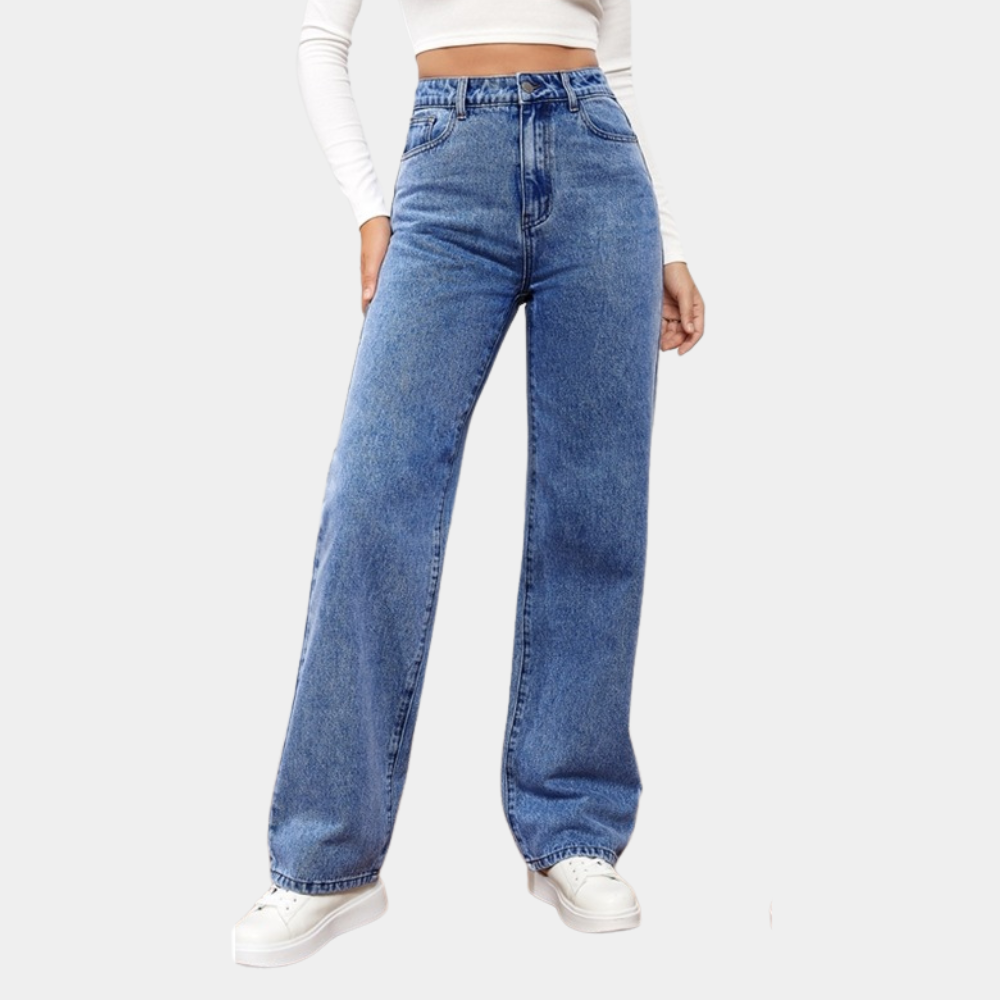Lara | Damen Hochtaillierte Jeans mit weitem Bein