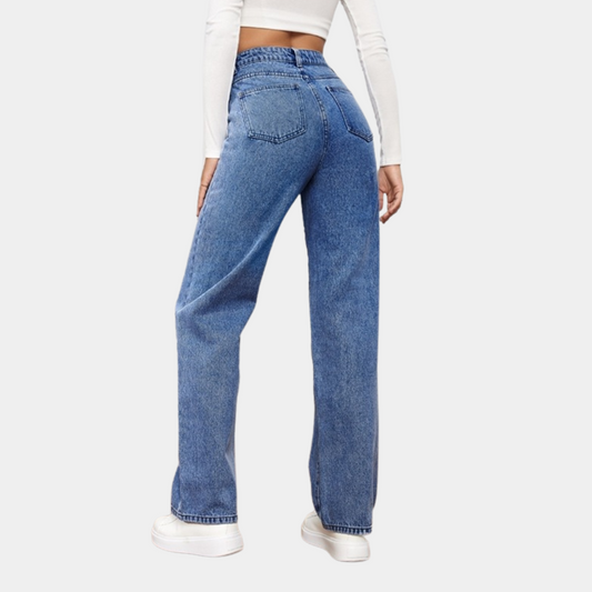 Lara | Damen Hochtaillierte Jeans mit weitem Bein
