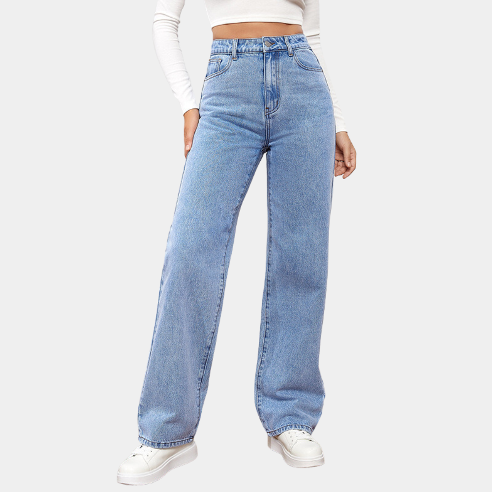 Lara | Damen Hochtaillierte Jeans mit weitem Bein