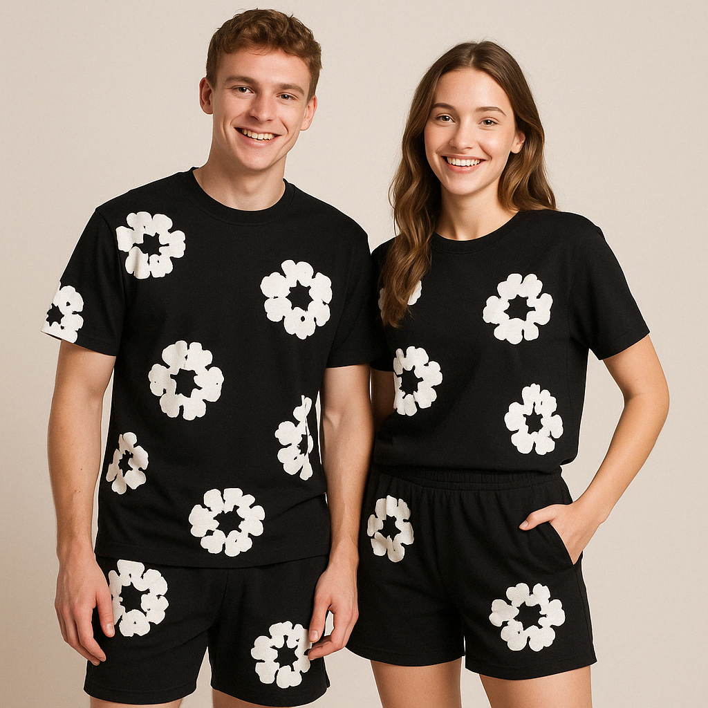 Sebastian | Unisex T-Shirt-und-Shorts-Set mit Blumenmuster