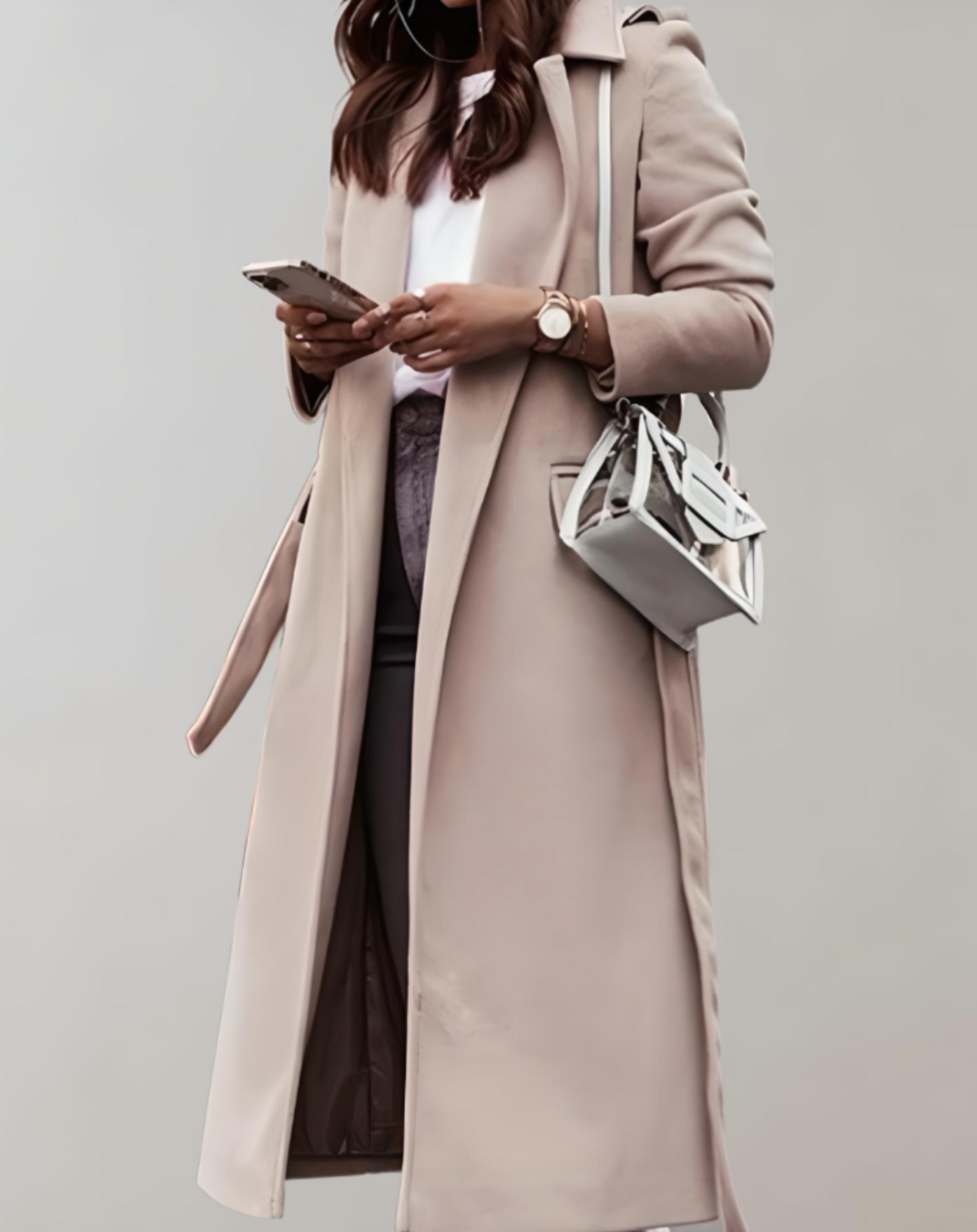 Laura | Damen Winter-Langmantel mit Gürtel