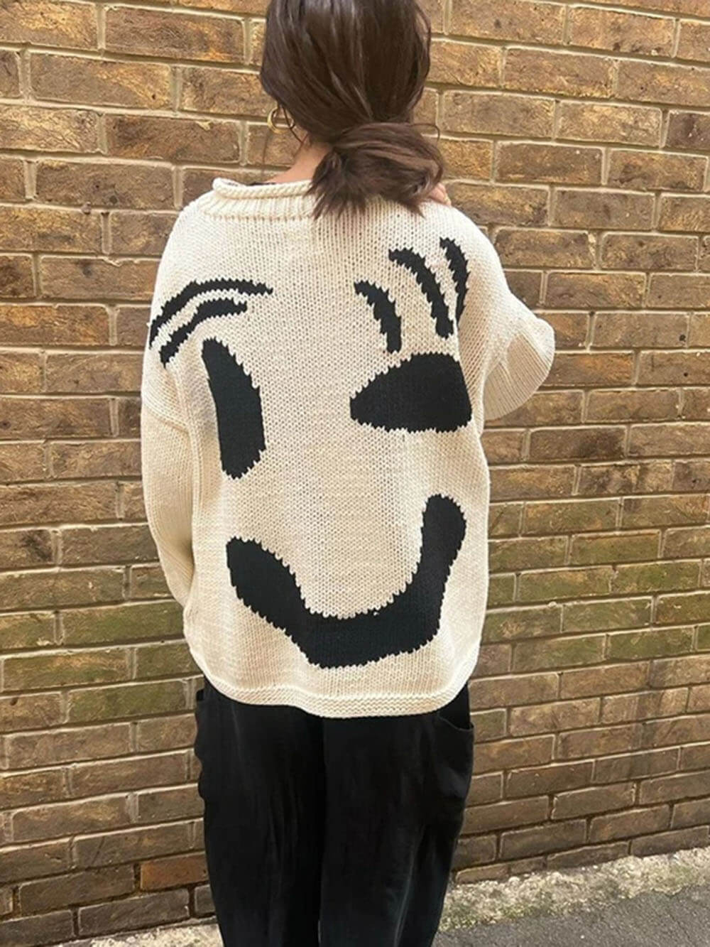 Andrea | Damen Winter Casual Pullover mit Smile-Print