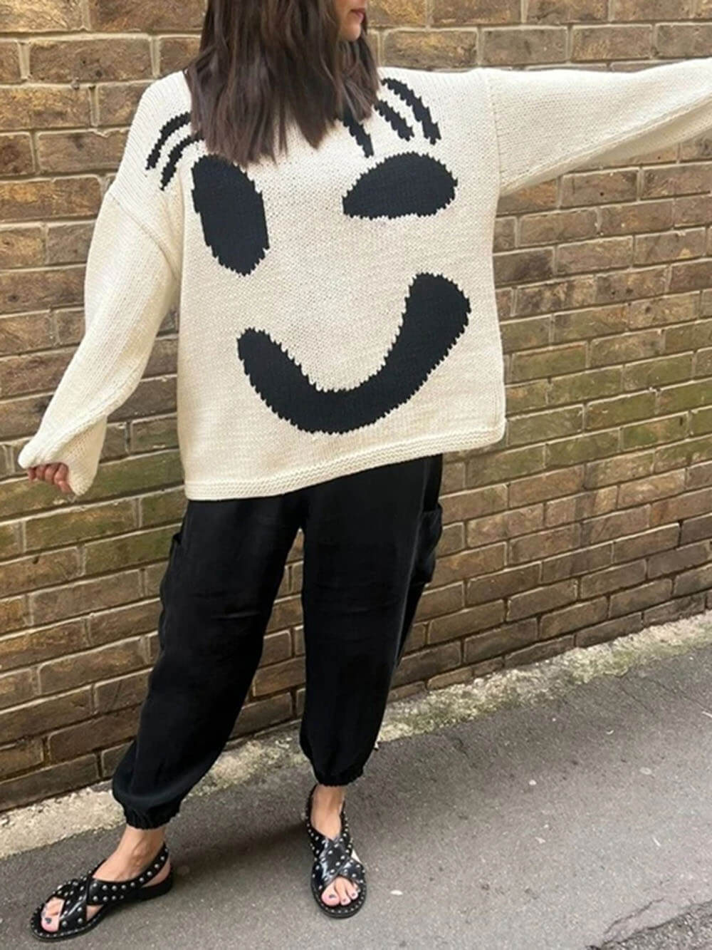 Andrea | Damen Winter Casual Pullover mit Smile-Print