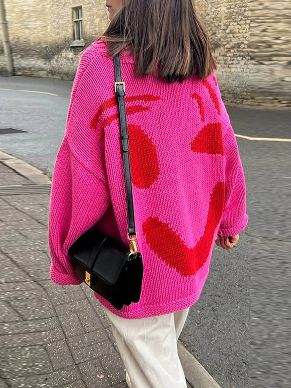 Andrea | Damen Winter Casual Pullover mit Smile-Print