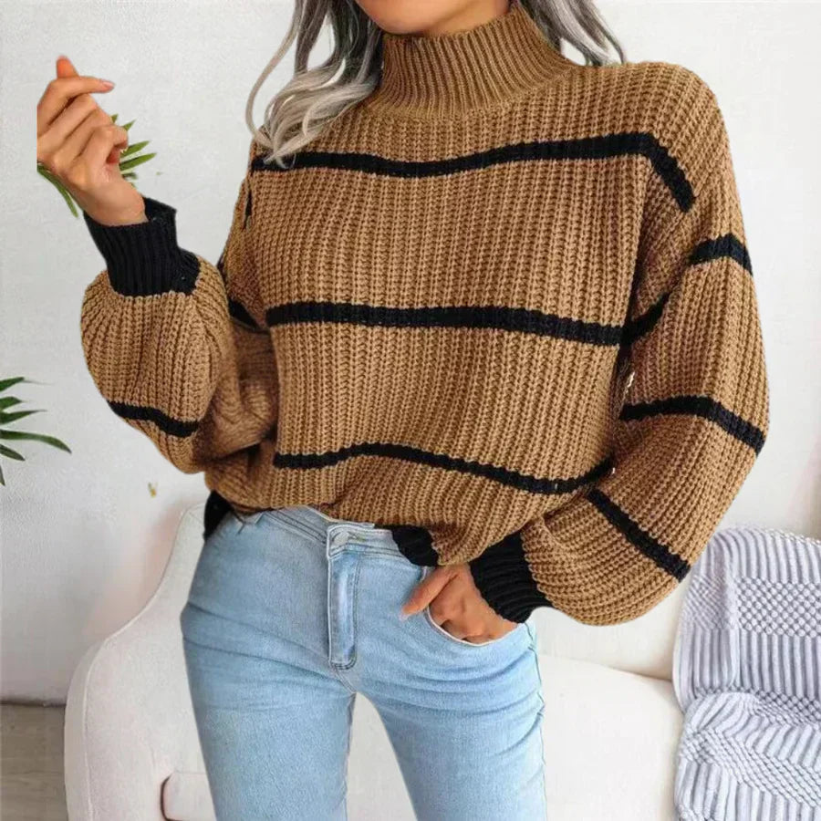 Johanna | Damen Grobstrickpullover mit Streifenmuster