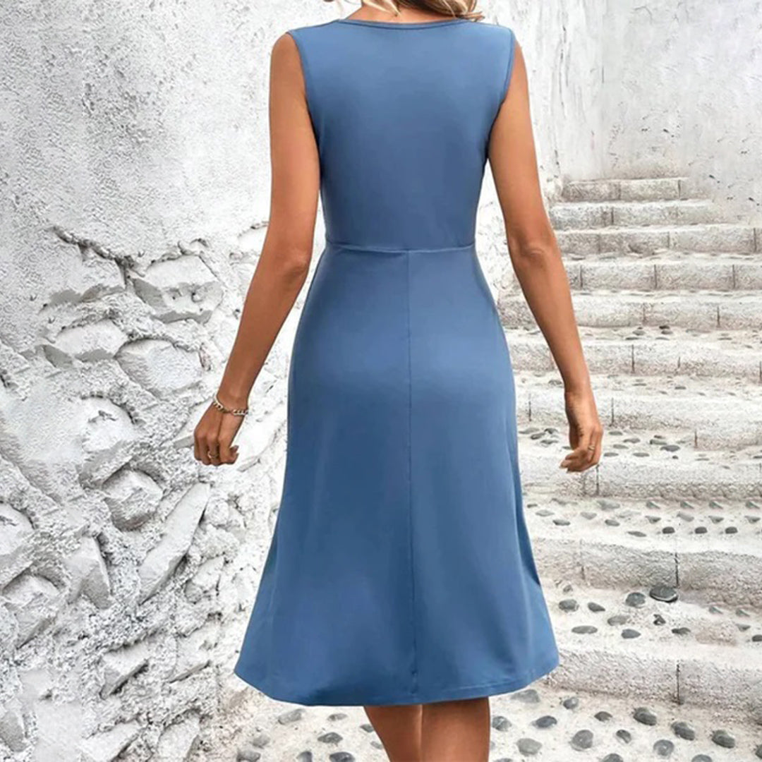 Natalie | Stilvolles Ärmelloses Wickelkleid