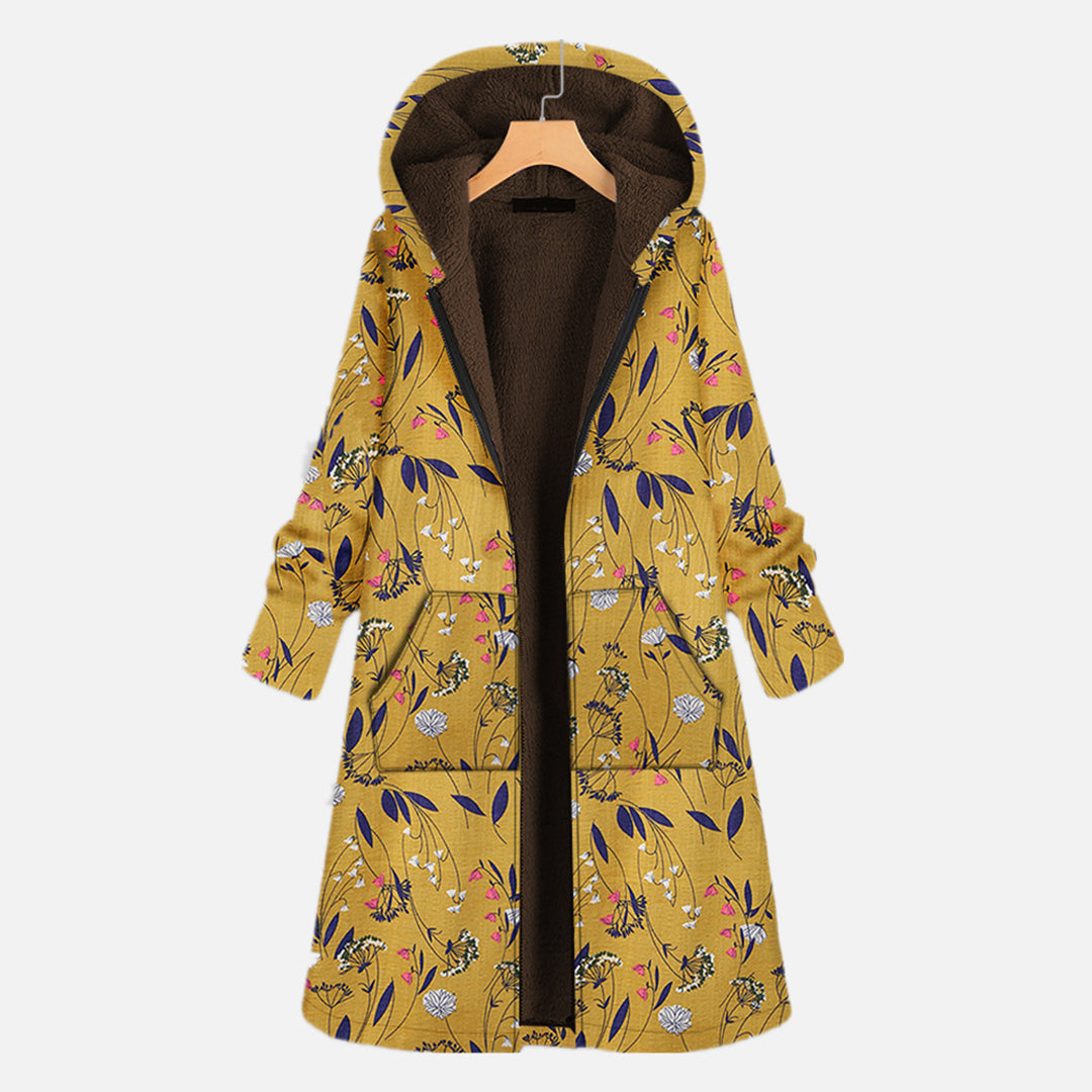Anna | Damen Blumen Kapuzenjacke mit Innenfutter