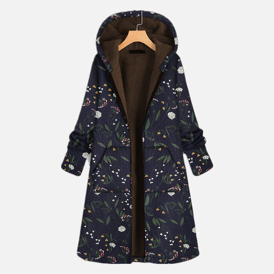 Anna | Damen Blumen Kapuzenjacke mit Innenfutter