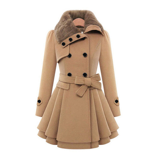 Beatrice | Damen Winter-Mantel mit ausgestelltem Schnitt und Taillengürtel