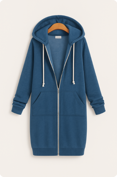 Britta | Frauen Winter Hoodie Kleid mit Reißverschluss