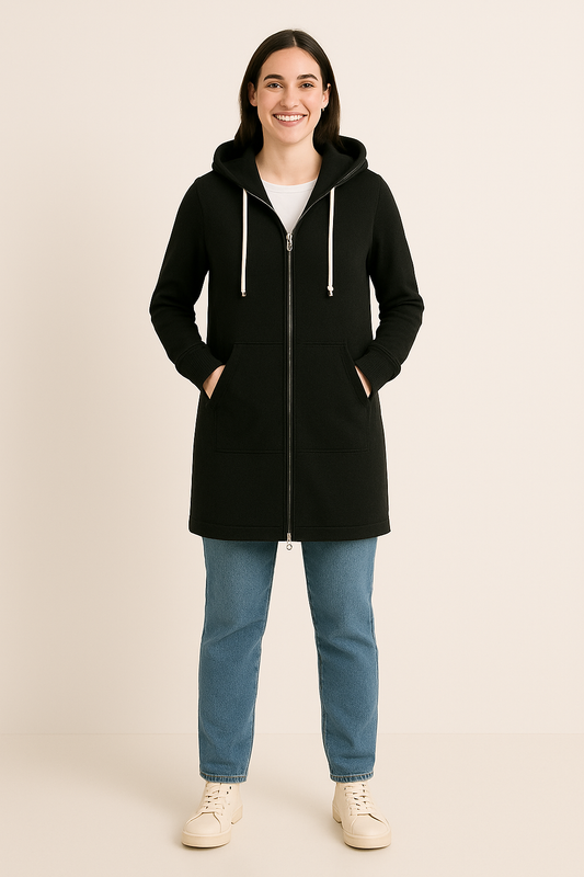 Britta | Frauen Winter Hoodie Kleid mit Reißverschluss