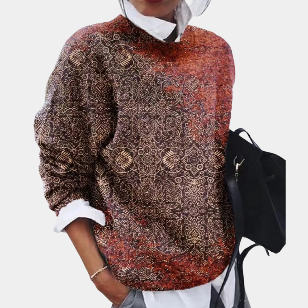 Emilia | Damen Vintage gemusterter Pullover mit lockerem Schnitt