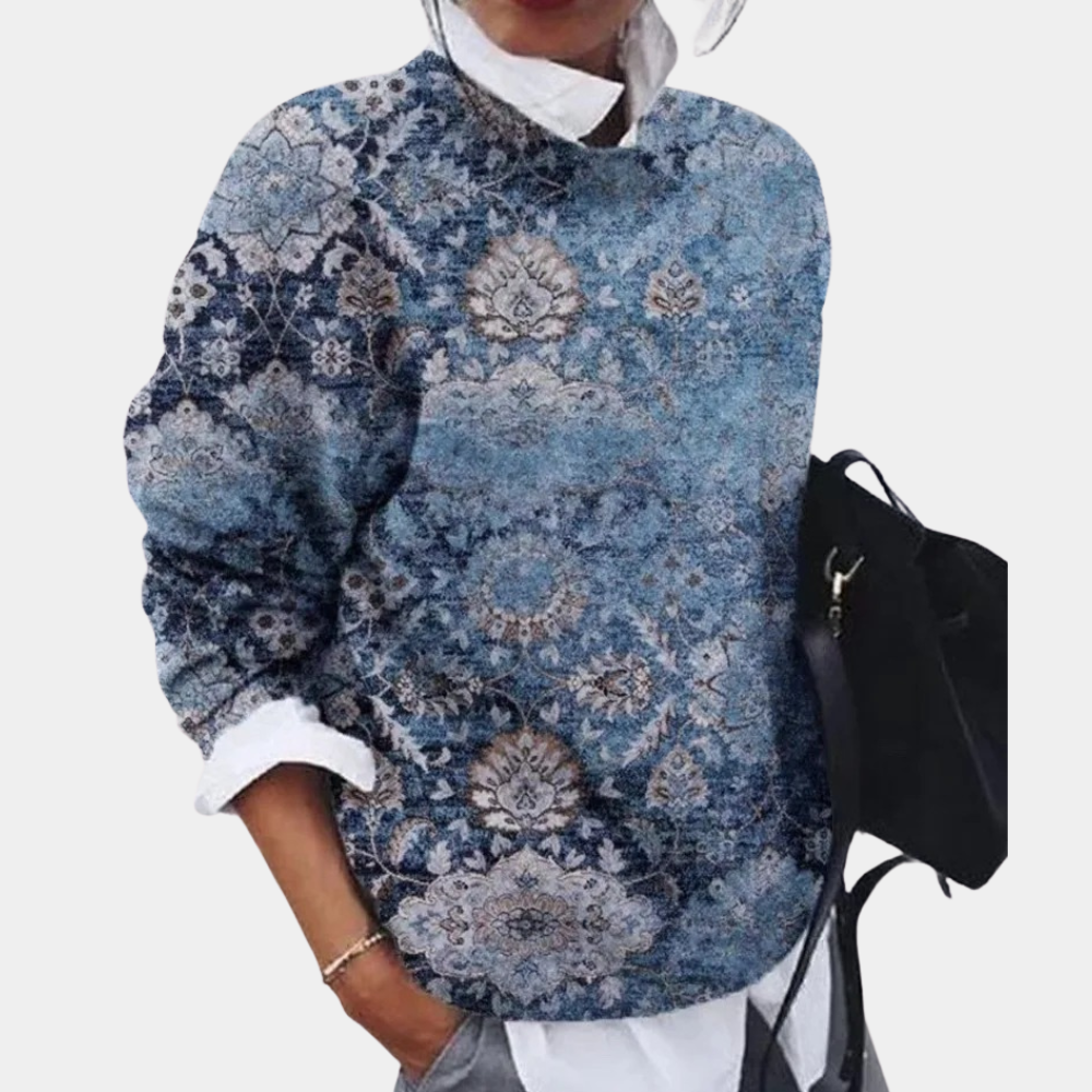 Emilia | Damen Vintage gemusterter Pullover mit lockerem Schnitt