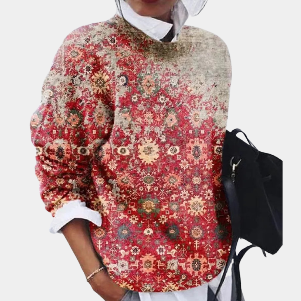 Emilia | Damen Vintage gemusterter Pullover mit lockerem Schnitt
