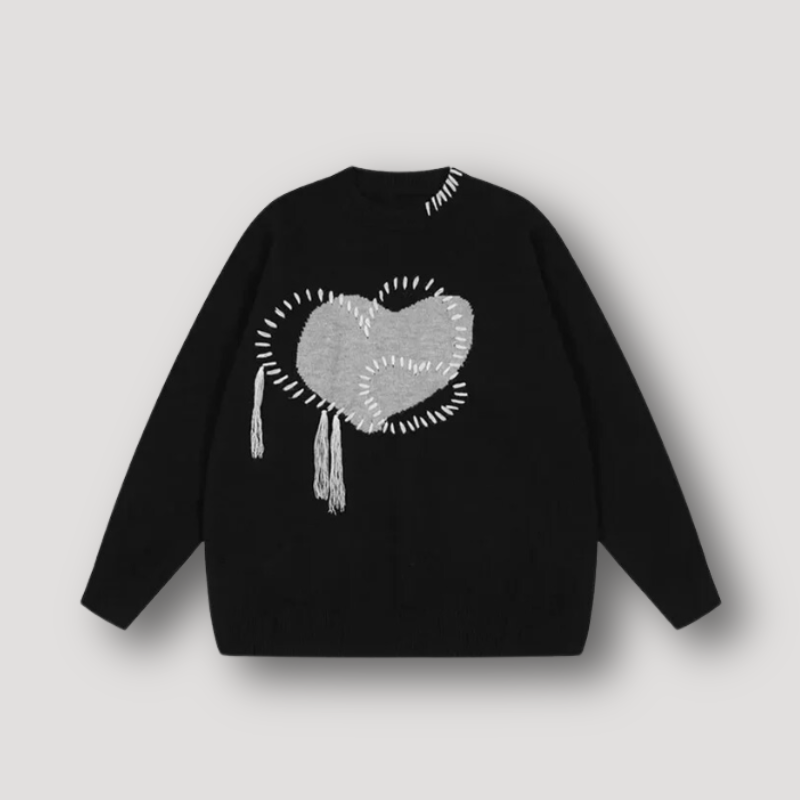 Pauline | Damen Winterpullover mit Herz-Stickerei