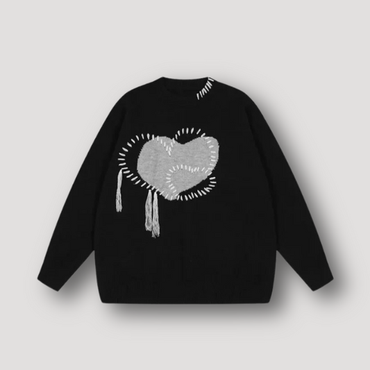 Pauline | Damen Winterpullover mit Herz-Stickerei