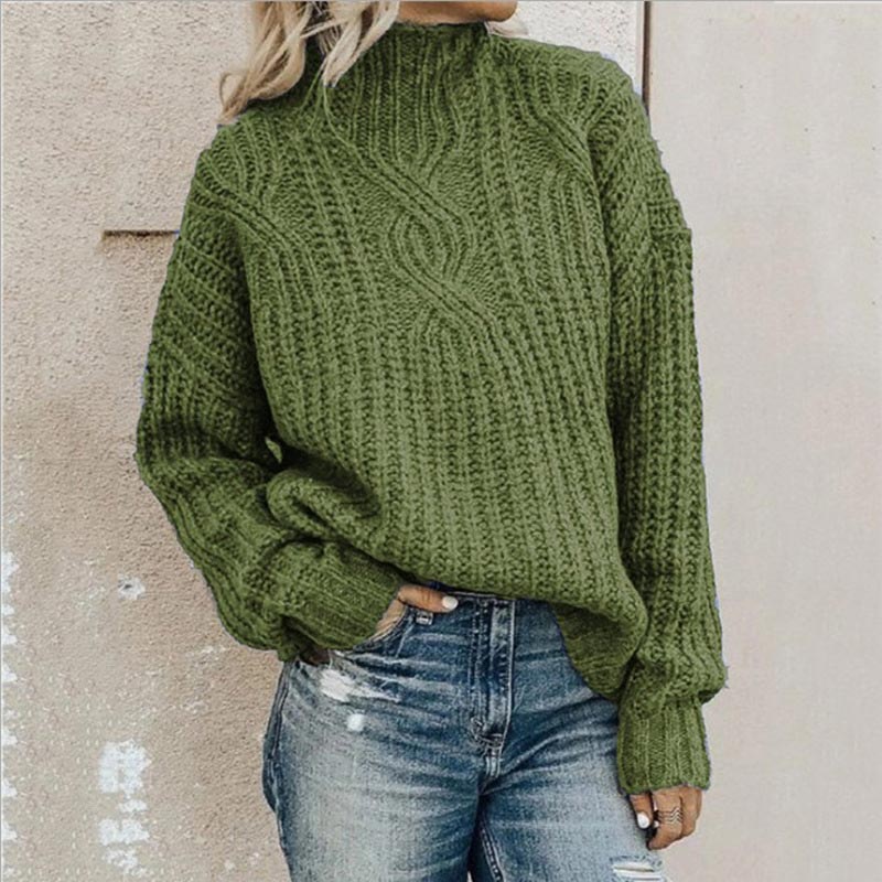 Elke | Frauen Winterpullover mit Grobstrick Zopfmuster