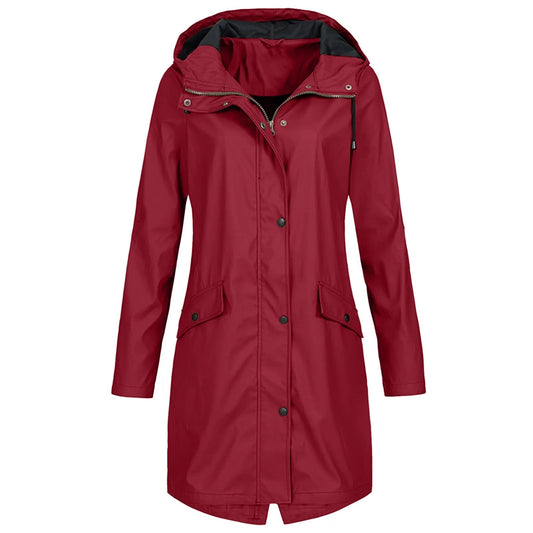 Hanna | Stylische Lange Regenjacke mit Kapuze