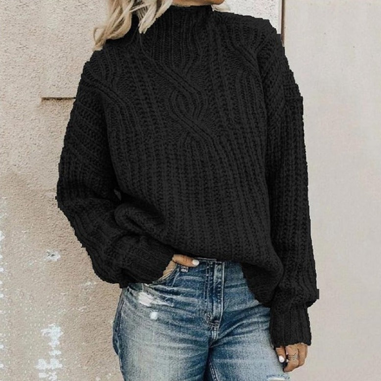 Elke | Frauen Winterpullover mit Grobstrick Zopfmuster