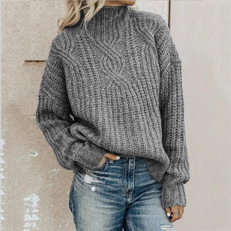 Elke | Frauen Winterpullover mit Grobstrick Zopfmuster