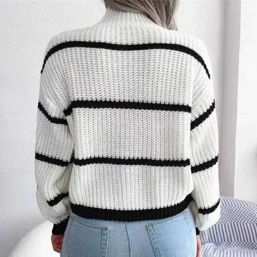 Johanna | Damen Grobstrickpullover mit Streifenmuster