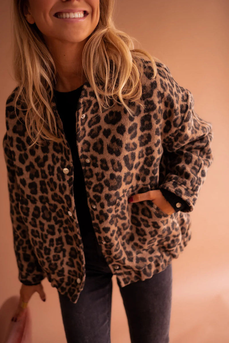 Charlene | Damen Winter Leopard Print Jacke